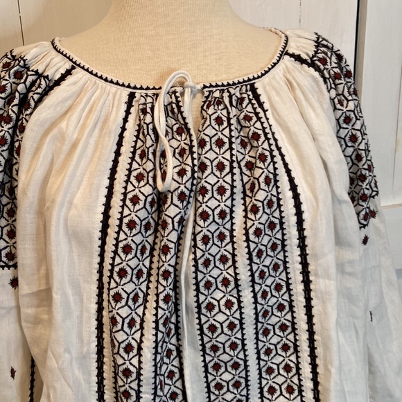 Frame Anita White Embroidered Long Sleeve Blouse - Picture 2 of 7